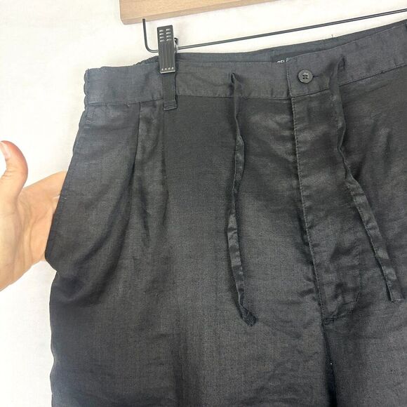 Delf Collection Linen Trouser Pants Size 36x28.5 Black Lined Pleat Front - Picture 5 of 6